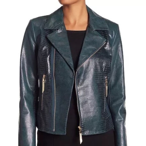 Elie Tahari Seawater Lambskin Leather 